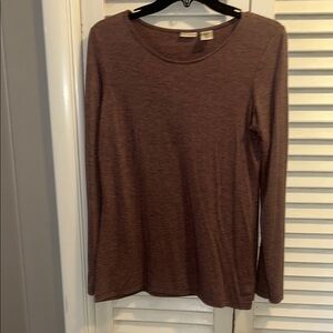 Max Studio Brown Fitted Long Sleeve T-Shirt